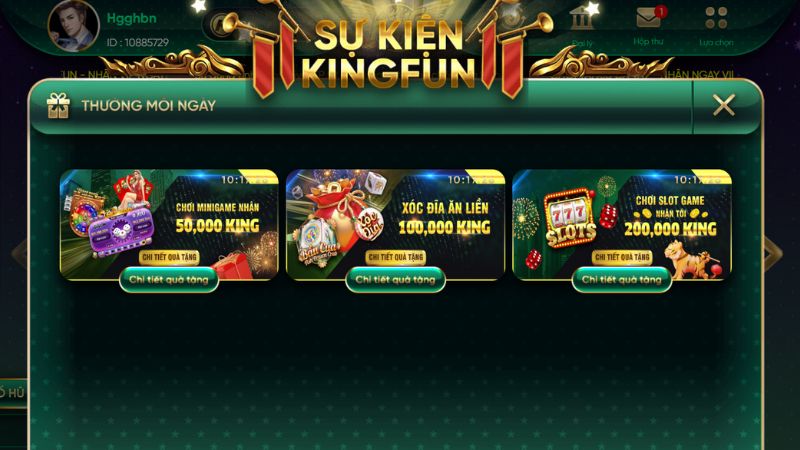 Các chương trình khuyến mãi Kingfun thường xuyên được cập nhật