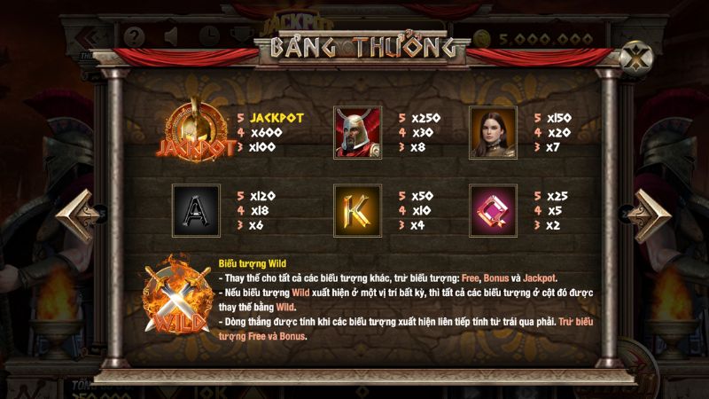 Biểu tượng Wild đặc biệt trong game Chiến binh Spartan